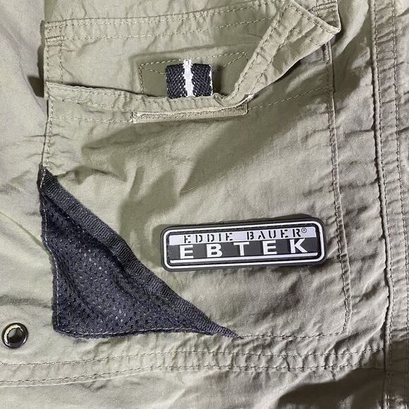 Eddie Bauer EBTEK Outdoor Hiking Shorts Buckle Waist Nylon Utility Green Men XXL - Picture 2 of 16